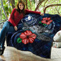 Yap Polynesian Premium Quilt - Blue Turtle Hibiscus 7