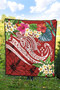 Kosrae Polynesian Premium Quilt - Summer Plumeria (Red) 4