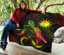 Nauru Polynesian Premium Quilt - Turtle With Blooming Hibiscus Reggae 8