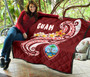 Guam Premium Quilt - Guam Seal Polynesian Patterns Plumeria (Red) 2