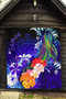 Samoa Premium Quilt - Humpback Whale with Tropical Flowers (Blue) 5