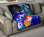 Fiji Custom Personalised Premium Quilt - Humpback Whale with Tropical Flowers (Blue) 9