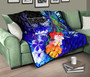 Fiji Custom Personalised Premium Quilt - Humpback Whale with Tropical Flowers (Blue) 10