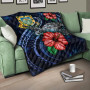 Tuvalu Polynesian Premium Quilt - Blue Turtle Hibiscus 10