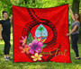 Guam Polynesian Custom Personalised Premium Quilt - Floral With Seal Red 2