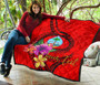 Guam Polynesian Custom Personalised Premium Quilt - Floral With Seal Red 8