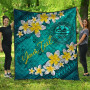 Federated States Of Micronesia Polynesian Custom Personalised Quilt - Plumeria With Blue Ocean 1