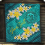 Federated States Of Micronesia Polynesian Custom Personalised Quilt - Plumeria With Blue Ocean 6