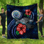 Federated States Of Micronesia Polynesian Premium Quilt - Blue Turtle Hibiscus 1