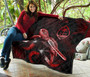 Guam Polynesian Premium Quilt - Turtle With Blooming Hibiscus Red 8