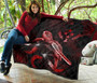 Kosrae Polynesian Premium Quilt - Turtle With Blooming Hibiscus Red 8