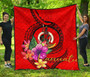 Vanuatu Polynesian Premium Quilt - Floral With Seal Red 1
