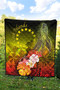 Cook Islands Premium Quilt - Humpback Whale with Tropical Flowers (Yellow) 4