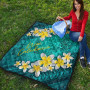 New Caledonia Polynesian Quilt - Plumeria With Blue Ocean 7