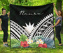 Nauru Premium Quilt - Nauru Coat of Arms & Polynesian Tropical Flowers White 1