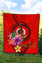 Vanuatu Polynesian Custom Personalised Premium Quilt - Floral With Seal Red 4