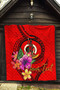 Vanuatu Polynesian Custom Personalised Premium Quilt - Floral With Seal Red 5