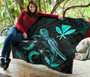 Hawaii Polynesian Premium Quilt - Turtle With Blooming Hibiscus Turquoise 8