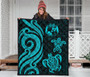 Tonga Polynesian Premium Quilt - Turquoise Tentacle Turtle 3