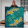 Federated States Of Micronesia Polynesian Quilt - Plumeria With Blue Ocean 4