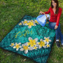Federated States Of Micronesia Polynesian Quilt - Plumeria With Blue Ocean 7
