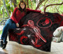 Yap Polynesian Premium Quilt - Turtle With Blooming Hibiscus Red 8