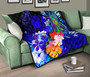 Tonga Premium Quilt - Humpback Whale with Tropical Flowers (Blue) 10