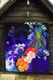 Yap Premium Quilt - Humpback Whale with Tropical Flowers (Blue) 5