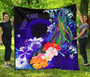 CNMI Custom Personalised Premium Quilt - Humpback Whale with Tropical Flowers (Blue) 1