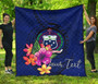 Samoa Polynesian Custom Personalised Premium Quilt - Floral With Seal Blue 3