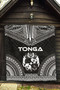 Tonga Premium Quilt - Tonga Coat Of Arms Polynesian Chief Black Version 3