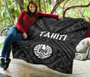 Tahiti Premium Quilt - Tahiti Seal In Polynesian Tattoo Style (Black) 7