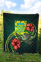 Tuvalu Polynesian Premium Quilt - Green Turtle Hibiscus 4