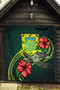 Tuvalu Polynesian Premium Quilt - Green Turtle Hibiscus 5