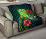 Tuvalu Polynesian Premium Quilt - Green Turtle Hibiscus 9