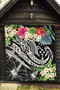 Kosrae Polynesian Premium Quilt - Summer Plumeria (Black) 5