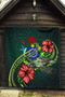 Cook Islands Polynesian Premium Quilt - Green Turtle Hibiscus 5