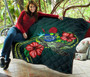 Cook Islands Polynesian Premium Quilt - Green Turtle Hibiscus 7