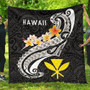 Hawaii Premium Quilt - Kanaka Maoli Polynesian Patterns Plumeria (Black) 1