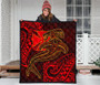 Polynesian Wallis and Futuna  Premium Quilt - Red Shark Polynesian Tattoo 3