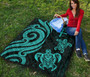 Fiji Polynesian Premium Quilt - Turquoise Tentacle Turtle 6