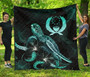 Pohnpei Polynesian Premium Quilt - Turtle With Blooming Hibiscus Turquoise 2