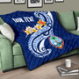 Guam Personalised Premium Quilt - Guam Seal Polynesian Patterns Plumeria (Blue) 1