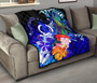 Vanuatu Premium Quilt - Humpback Whale with Tropical Flowers (Blue) 9