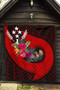Kosrae Premium Quilt - Polynesian Hook And Hibiscus (Red) 5