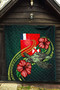 Wallis and Futuna Polynesian Premium Quilt - Green Turtle Hibiscus 5