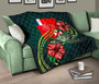 Wallis and Futuna Polynesian Premium Quilt - Green Turtle Hibiscus 10