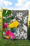 Tokelau Premium Quilt White - Turtle Plumeria Banana Leaf 4