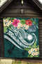 Marshall Islands Polynesian Premium Quilt - Summer Plumeria (Turquoise) 7