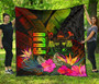 Fiji Polynesian Premium Quilt -  Hibiscus and Banana Leaves 2